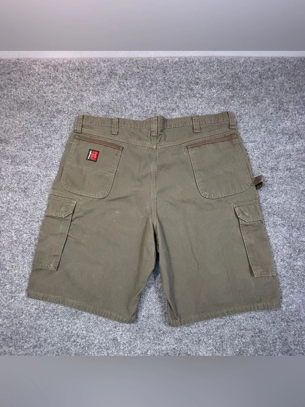 Wrangler RIGGS Workwear Carpenter Ripstop Shorts Mens 42 Green Canvas Cargo Duty